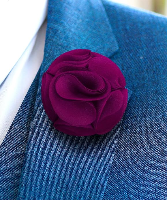 Vittorio Vico Unisex Rose Flower Lapel Pin - Magenta - Flower Lapel Pin - Vittorio Vico