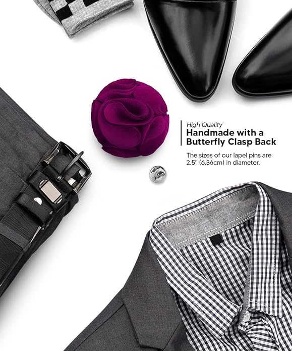 Vittorio Vico Unisex Rose Flower Lapel Pin - Magenta - Flower Lapel Pin - Vittorio Vico