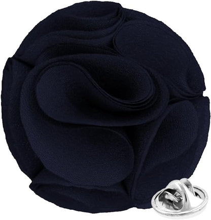 Vittorio Vico Unisex Rose Flower Lapel Pin - Navy Blue - Flower Lapel Pin - Vittorio Vico