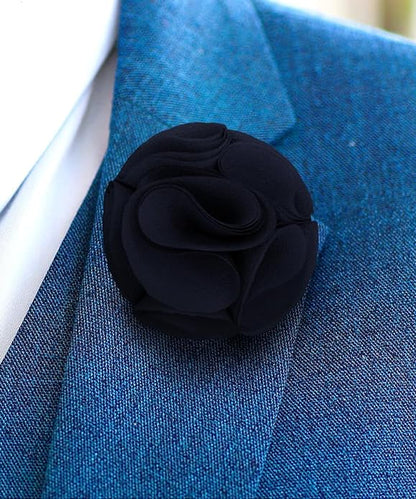 Vittorio Vico Unisex Rose Flower Lapel Pin - Navy Blue - Flower Lapel Pin - Vittorio Vico