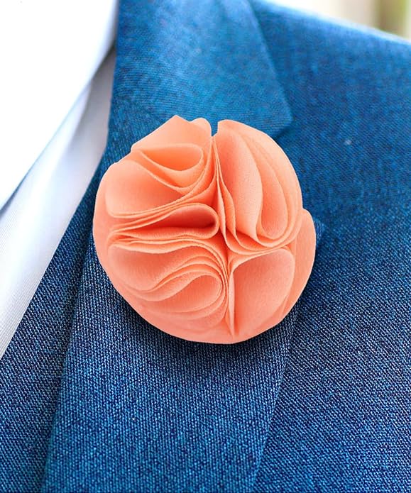 Vittorio Vico Unisex Rose Flower Lapel Pin - Peach - Flower Lapel Pin - Vittorio Vico