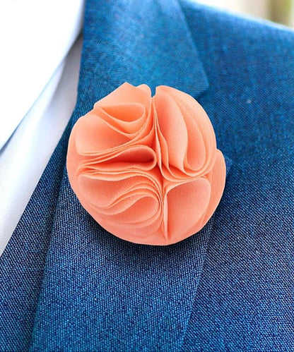 Vittorio Vico Unisex Rose Flower Lapel Pin - Peach - Flower Lapel Pin - Vittorio Vico