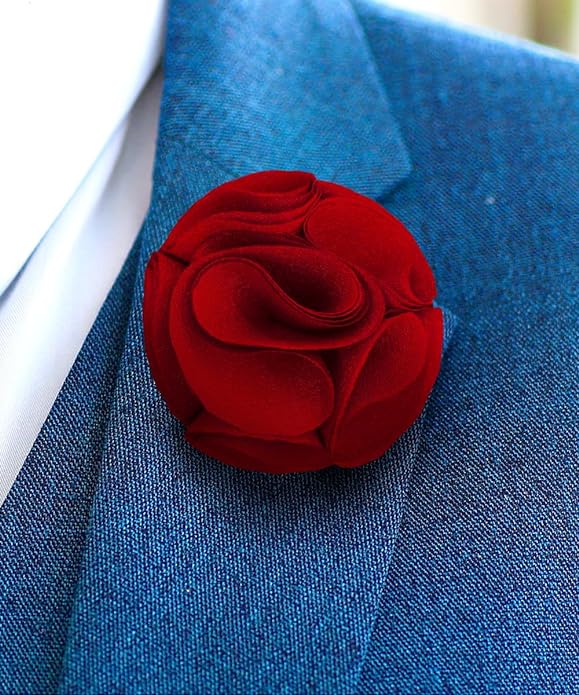 Vittorio Vico Unisex Rose Flower Lapel Pin - Red - Flower Lapel Pin - Vittorio Vico