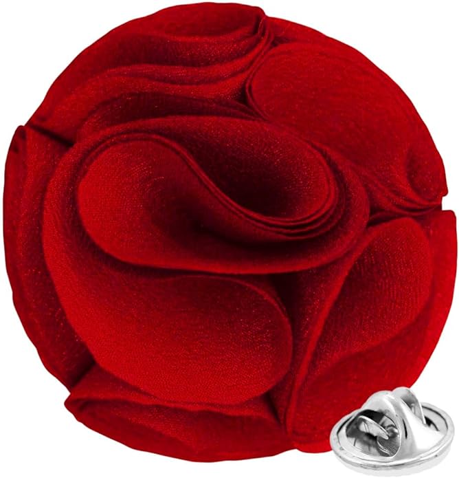 Vittorio Vico Unisex Rose Flower Lapel Pin - Red - Flower Lapel Pin - Vittorio Vico