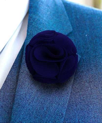 Vittorio Vico Unisex Rose Flower Lapel Pin - Royal Blue - Flower Lapel Pin - Vittorio Vico