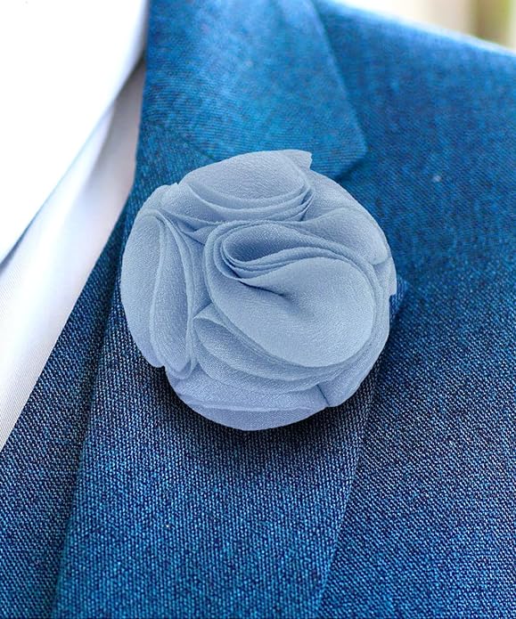 Vittorio Vico Unisex Rose Flower Lapel Pin - Sky Blue - Flower Lapel Pin - Vittorio Vico