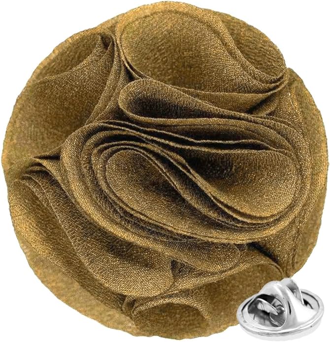 Vittorio Vico Unisex Rose Flower Lapel Pin - Tan - Flower Lapel Pin - Vittorio Vico