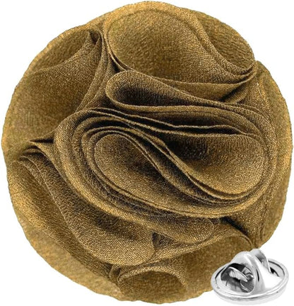 Vittorio Vico Unisex Rose Flower Lapel Pin - Tan - Flower Lapel Pin - Vittorio Vico