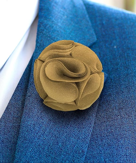Vittorio Vico Unisex Rose Flower Lapel Pin - Tan - Flower Lapel Pin - Vittorio Vico
