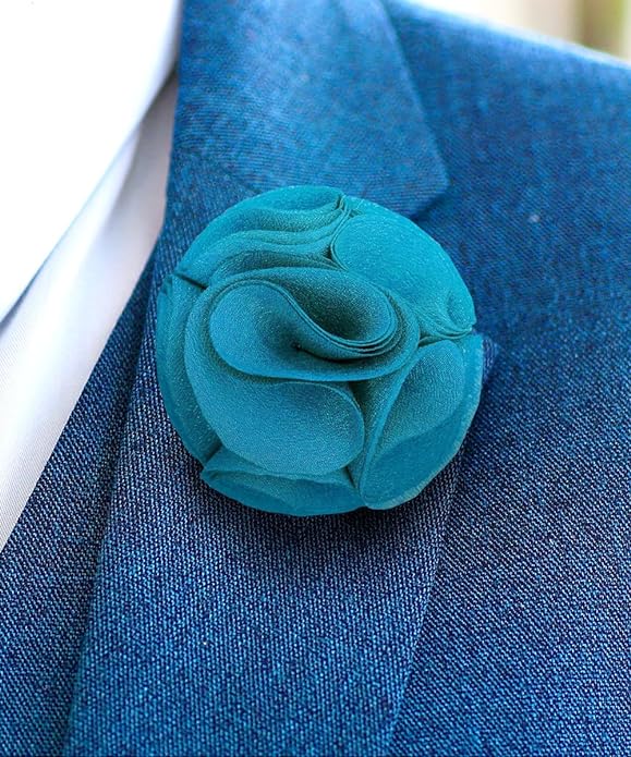 Vittorio Vico Unisex Rose Flower Lapel Pin - Turquoise - Flower Lapel Pin - Vittorio Vico