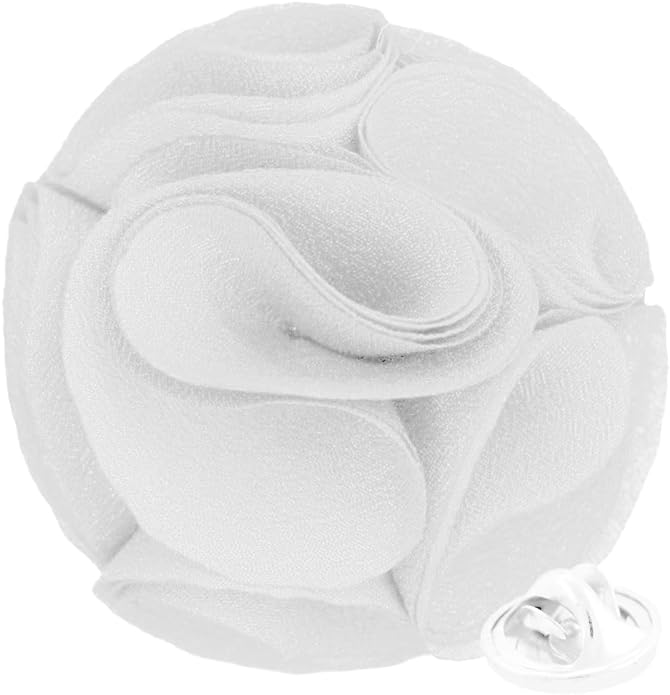 Vittorio Vico Unisex Rose Flower Lapel Pin - White - Flower Lapel Pin - Vittorio Vico