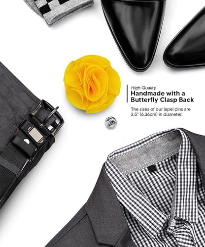 Vittorio Vico Unisex Rose Flower Lapel Pin - Yellow - Flower Lapel Pin - Vittorio Vico