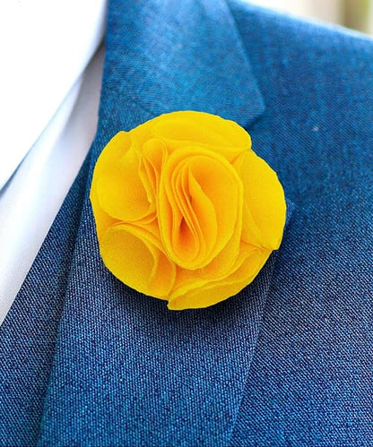 Vittorio Vico Unisex Rose Flower Lapel Pin - Yellow - Flower Lapel Pin - Vittorio Vico