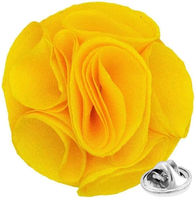 Vittorio Vico Unisex Rose Flower Lapel Pin - Yellow - Flower Lapel Pin - Vittorio Vico