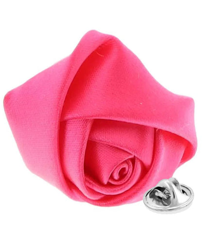 Vittorio Vico Unisex Satin Rose Bud Flower Lapel Pin - Hot Pink - Flower Lapel Pin - Vittorio Vico