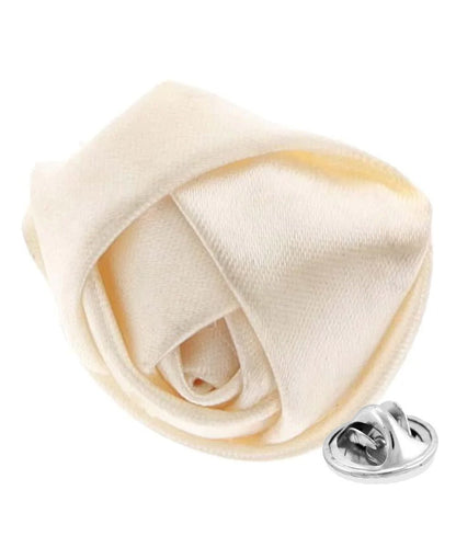 Vittorio Vico Unisex Satin Rose Bud Flower Lapel Pin - Ivory - Flower Lapel Pin - Vittorio Vico