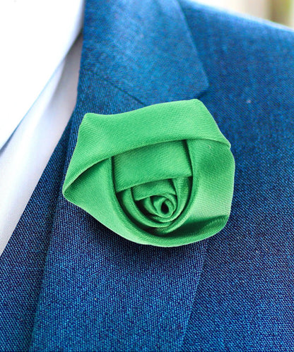 Vittorio Vico Unisex Satin Rose Bud Flower Lapel Pin - Kelly Green - Flower Lapel Pin - Vittorio Vico