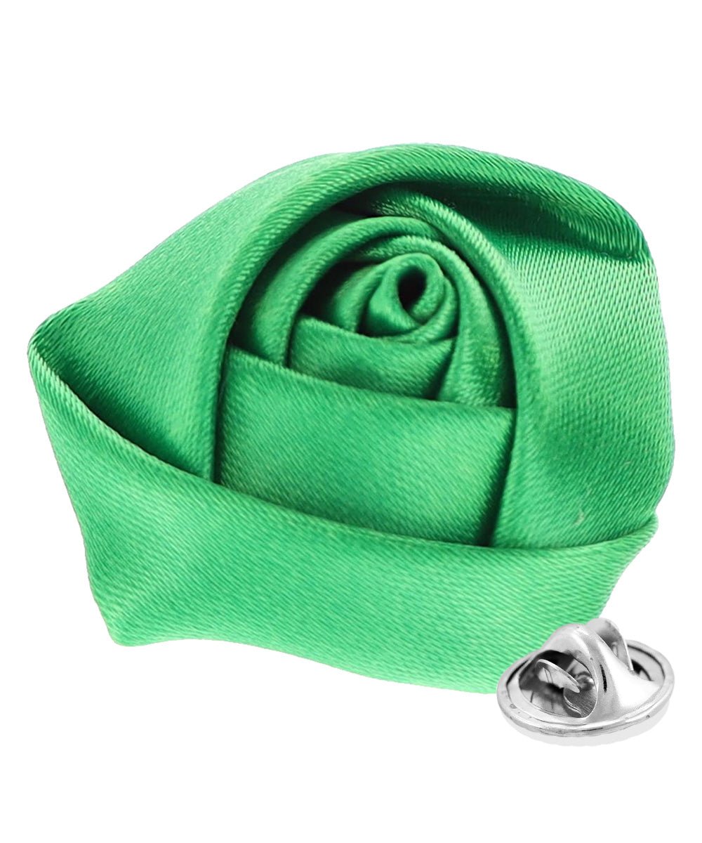Vittorio Vico Unisex Satin Rose Bud Flower Lapel Pin - Kelly Green - Flower Lapel Pin - Vittorio Vico