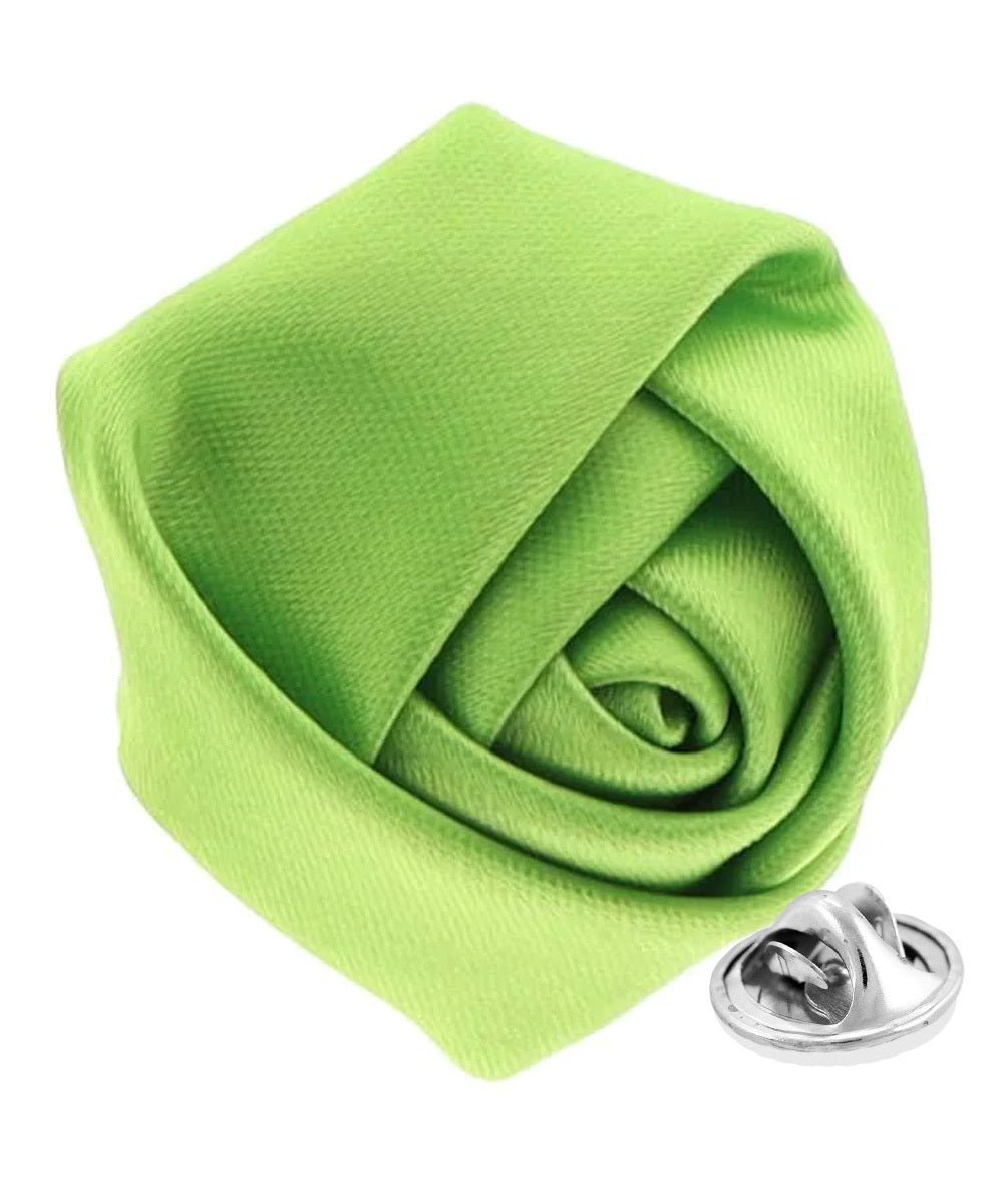 Vittorio Vico Unisex Satin Rose Bud Flower Lapel Pin - Lime Green - Flower Lapel Pin - Vittorio Vico