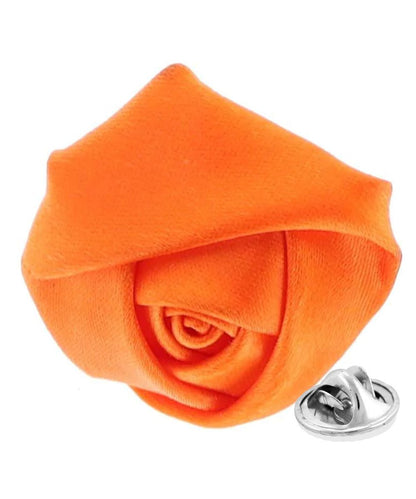 Vittorio Vico Unisex Satin Rose Bud Flower Lapel Pin - Orange - Flower Lapel Pin - Vittorio Vico