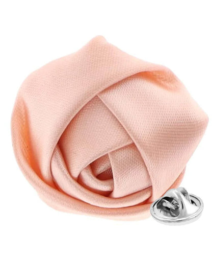 Vittorio Vico Unisex Satin Rose Bud Flower Lapel Pin - Peach - Flower Lapel Pin - Vittorio Vico