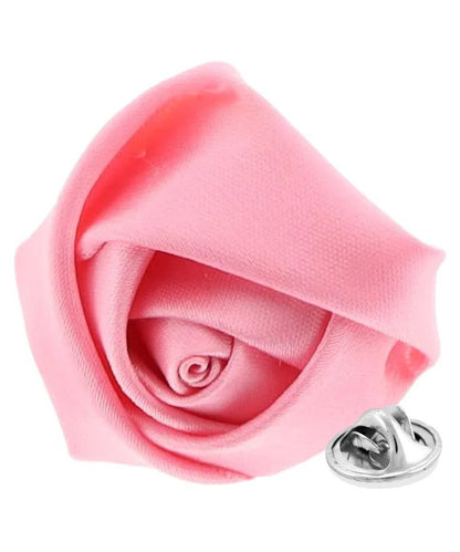 Vittorio Vico Unisex Satin Rose Bud Flower Lapel Pin - Pink - Flower Lapel Pin - Vittorio Vico