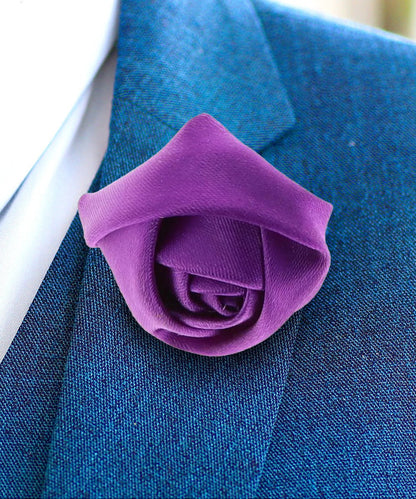 Vittorio Vico Unisex Satin Rose Bud Flower Lapel Pin - Purple - Flower Lapel Pin - Vittorio Vico