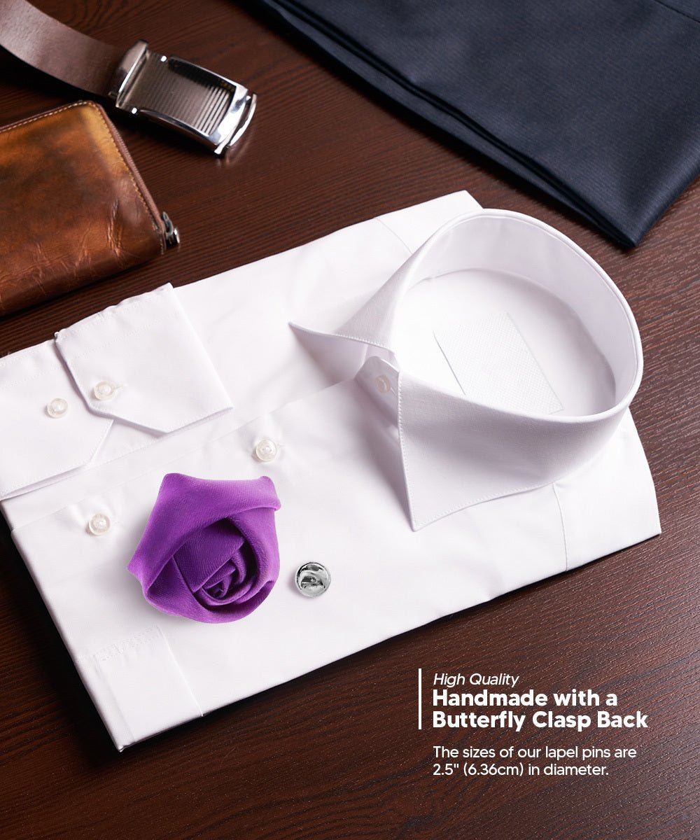 Vittorio Vico Unisex Satin Rose Bud Flower Lapel Pin - Purple - Flower Lapel Pin - Vittorio Vico