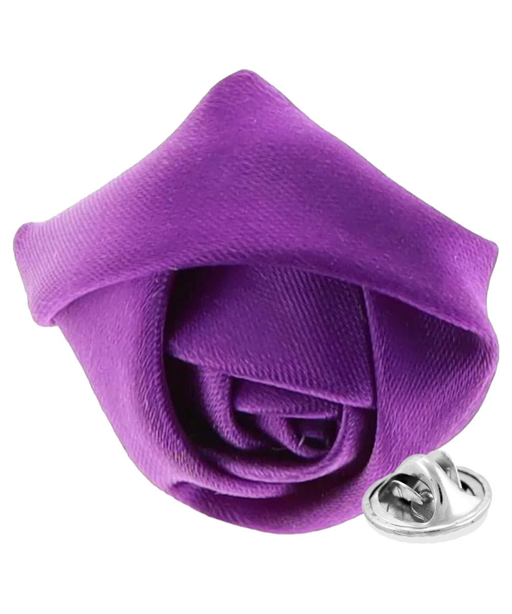Vittorio Vico Unisex Satin Rose Bud Flower Lapel Pin - Purple - Flower Lapel Pin - Vittorio Vico