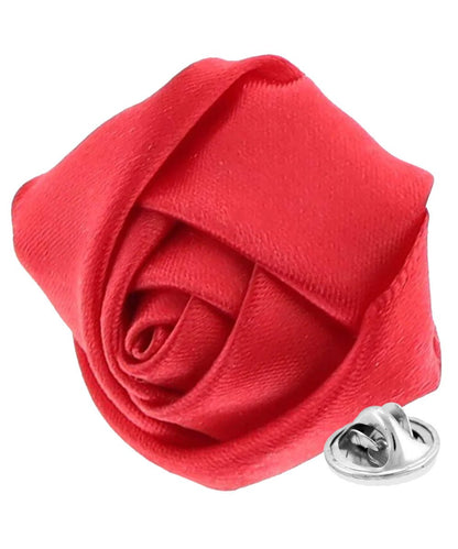 Vittorio Vico Unisex Satin Rose Bud Flower Lapel Pin - Red - Flower Lapel Pin - Vittorio Vico
