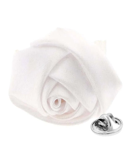 Vittorio Vico Unisex Satin Rose Bud Flower Lapel Pin - White - Flower Lapel Pin - Vittorio Vico