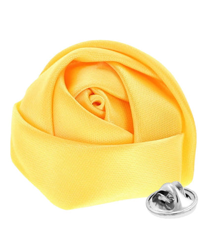 Vittorio Vico Unisex Satin Rose Bud Flower Lapel Pin - Yellow - Flower Lapel Pin - Vittorio Vico