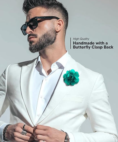Vittorio Vico Unisex Satin Solid Flower Lapel Pin - Aqua - Flower Lapel Pin - Vittorio Vico
