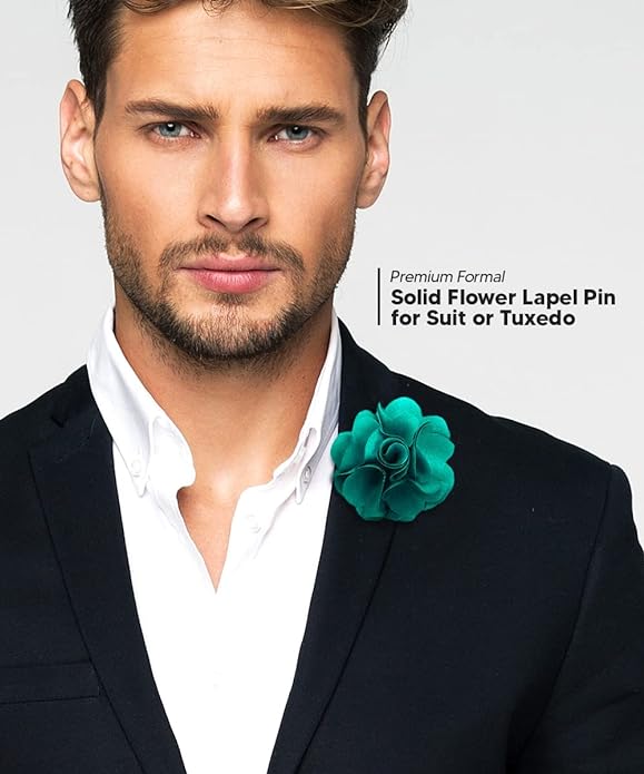 Vittorio Vico Unisex Satin Solid Flower Lapel Pin - Aqua - Flower Lapel Pin - Vittorio Vico