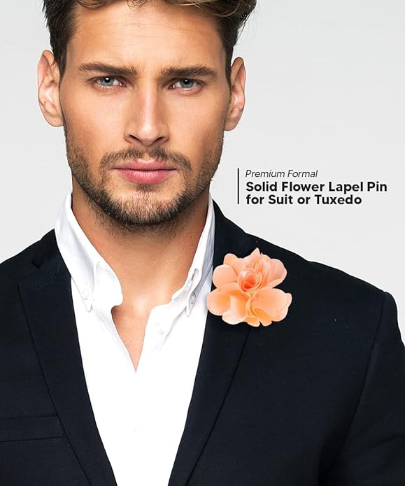 Vittorio Vico Unisex Satin Solid Flower Lapel Pin - Blush - Flower Lapel Pin - Vittorio Vico