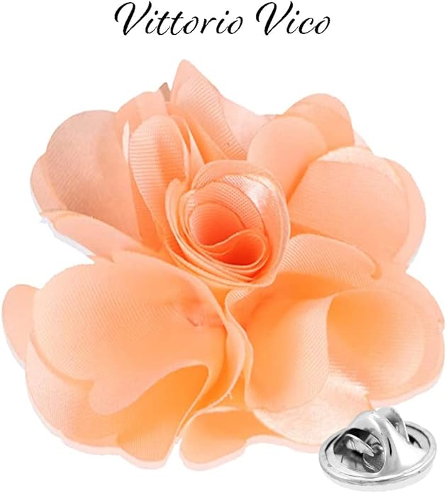 Vittorio Vico Unisex Satin Solid Flower Lapel Pin - Blush - Flower Lapel Pin - Vittorio Vico