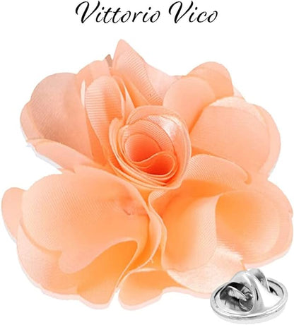 Vittorio Vico Unisex Satin Solid Flower Lapel Pin - Blush - Flower Lapel Pin - Vittorio Vico
