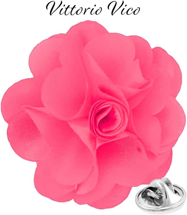 Vittorio Vico Unisex Satin Solid Flower Lapel Pin - Brown - Flower Lapel Pin - Vittorio Vico
