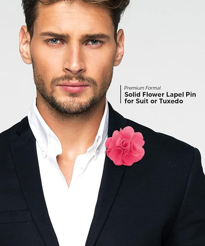 Vittorio Vico Unisex Satin Solid Flower Lapel Pin - Brown - Flower Lapel Pin - Vittorio Vico