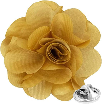 Vittorio Vico Unisex Satin Solid Flower Lapel Pin - Gold - Flower Lapel Pin - Vittorio Vico