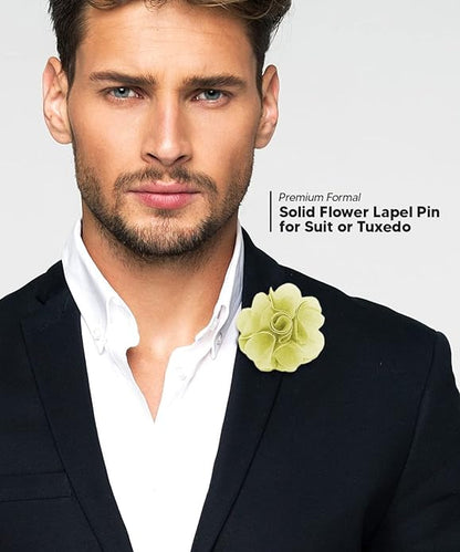 Vittorio Vico Unisex Satin Solid Flower Lapel Pin - Ivory - Flower Lapel Pin - Vittorio Vico