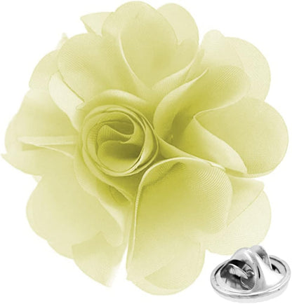 Vittorio Vico Unisex Satin Solid Flower Lapel Pin - Ivory - Flower Lapel Pin - Vittorio Vico