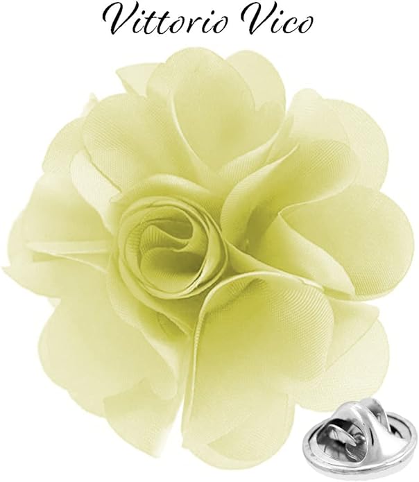Vittorio Vico Unisex Satin Solid Flower Lapel Pin - Ivory - Flower Lapel Pin - Vittorio Vico
