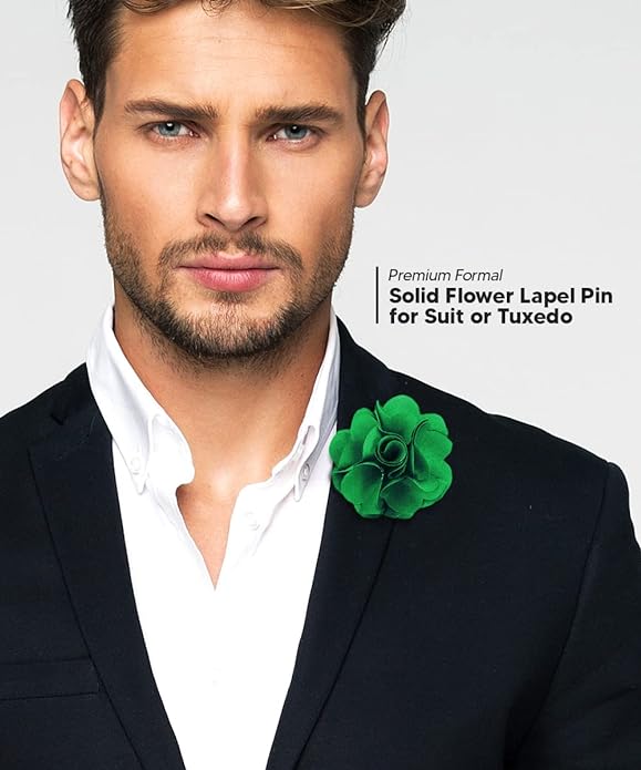 Vittorio Vico Unisex Satin Solid Flower Lapel Pin - Kelly Green - Flower Lapel Pin - Vittorio Vico