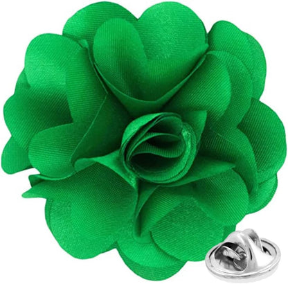 Vittorio Vico Unisex Satin Solid Flower Lapel Pin - Kelly Green - Flower Lapel Pin - Vittorio Vico