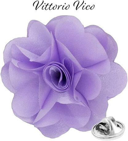 Vittorio Vico Unisex Satin Solid Flower Lapel Pin - Kelly Green - Flower Lapel Pin - Vittorio Vico