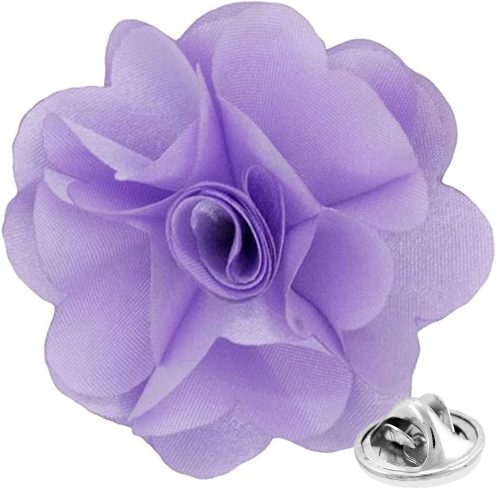 Vittorio Vico Unisex Satin Solid Flower Lapel Pin - Lavender - Flower Lapel Pin - Vittorio Vico