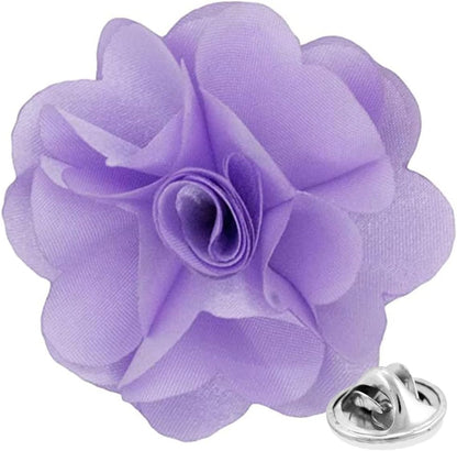 Vittorio Vico Unisex Satin Solid Flower Lapel Pin - Lavender - Flower Lapel Pin - Vittorio Vico
