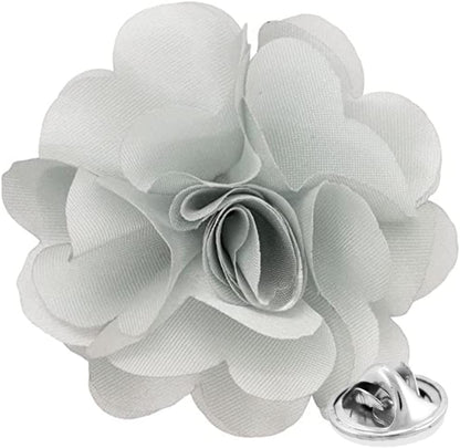 Vittorio Vico Unisex Satin Solid Flower Lapel Pin - Light Silver - Flower Lapel Pin - Vittorio Vico
