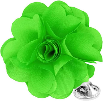 Vittorio Vico Unisex Satin Solid Flower Lapel Pin - Lime Green - Flower Lapel Pin - Vittorio Vico